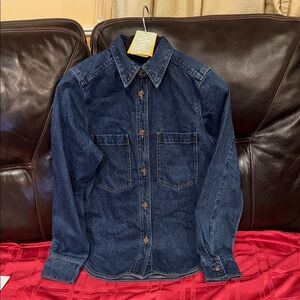 H&M Dark Denim Button-Up Shirt - Classic Blue